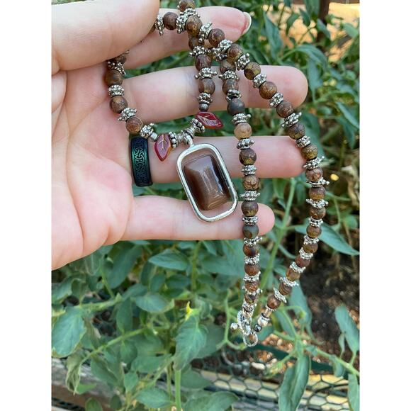 Hand Crafted Earth Tone Beaded Necklace - Picture 9 of 10